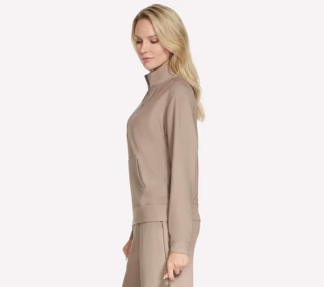 Skechers Goluxe Rib 1/4 Zip Dames Trui - L - Desert