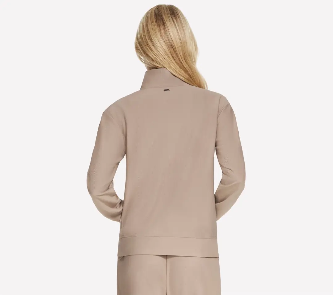 Skechers Goluxe Rib 1/4 Zip Dames Trui - L - Desert