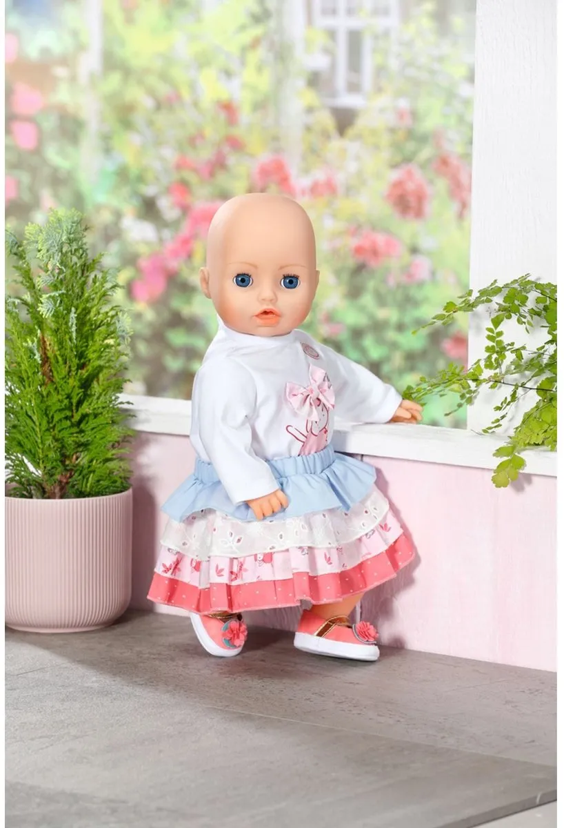 Baby Annabell Outfit Shirt en Rok 43cm - 706756 - Wit/Roze
