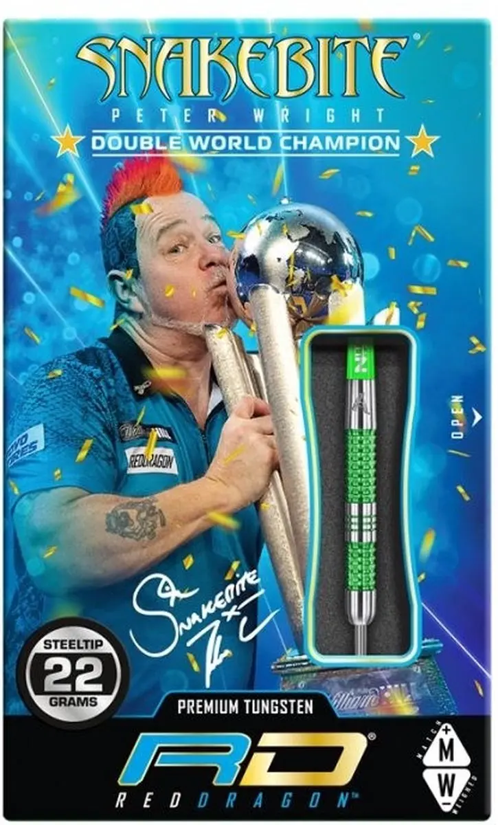 Red Dragon Peter Wright Snakebite Mamba Dartpijlen 3 Stuks - Groen/Zilver