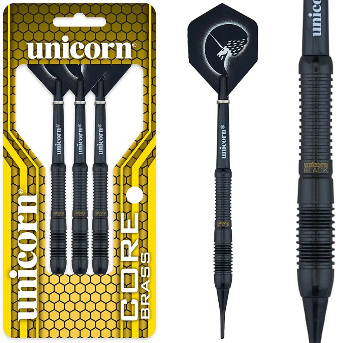 Unicorn Core Plus Black Brass Soft Tip Dartpijlen 17g