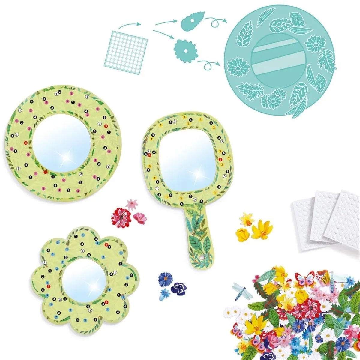 Djeco Pretty Flowers Mozaïeken & Stickers - Multicolor