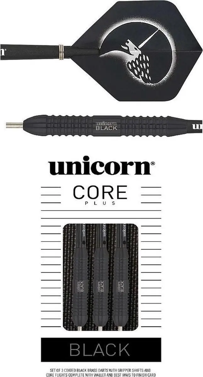 Unicorn Core Plus Black Brass Dartpijlen 22g - 3 Stuks - afbeelding 4 van 6