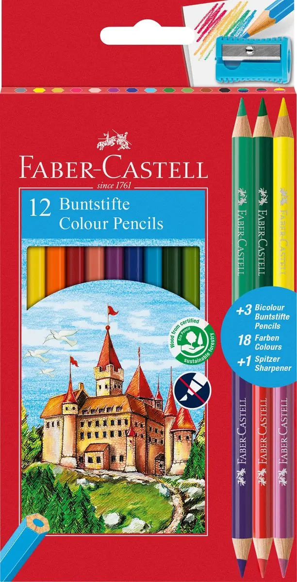 Faber-Castell Kleurpotloden - 15 Stuks - 18 Kleuren