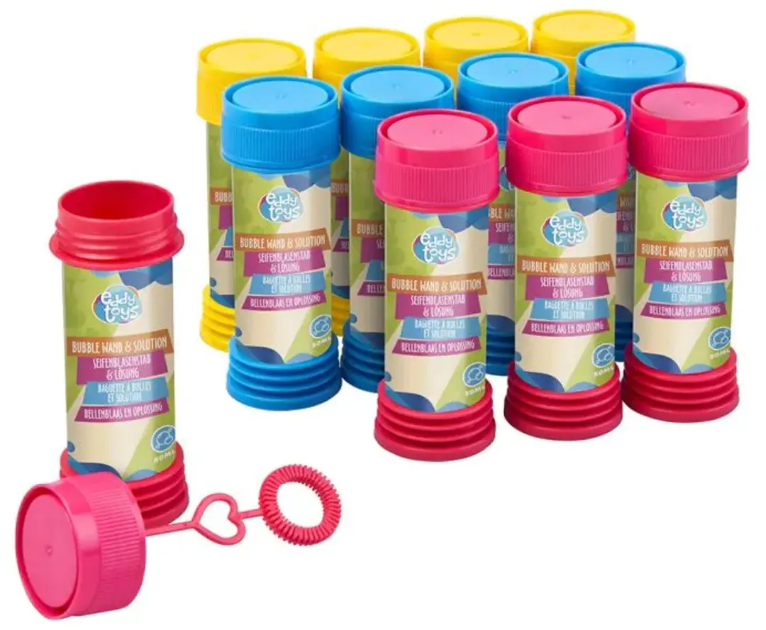 Eddy Toys Bubblewand & Vloeistof 12x50ml - Meerkleurig