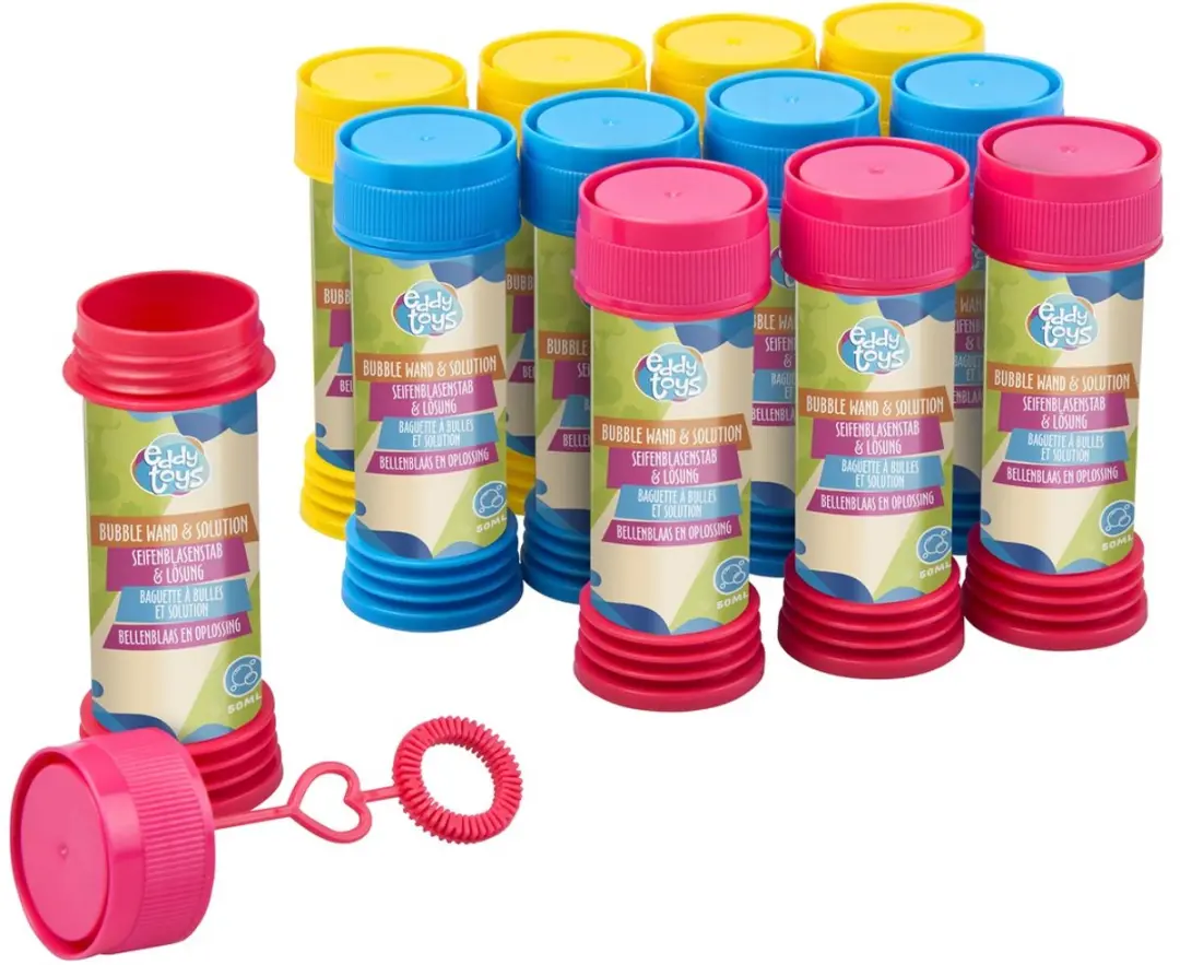 Eddy Toys Bubblewand & Vloeistof 12x50ml - Meerkleurig
