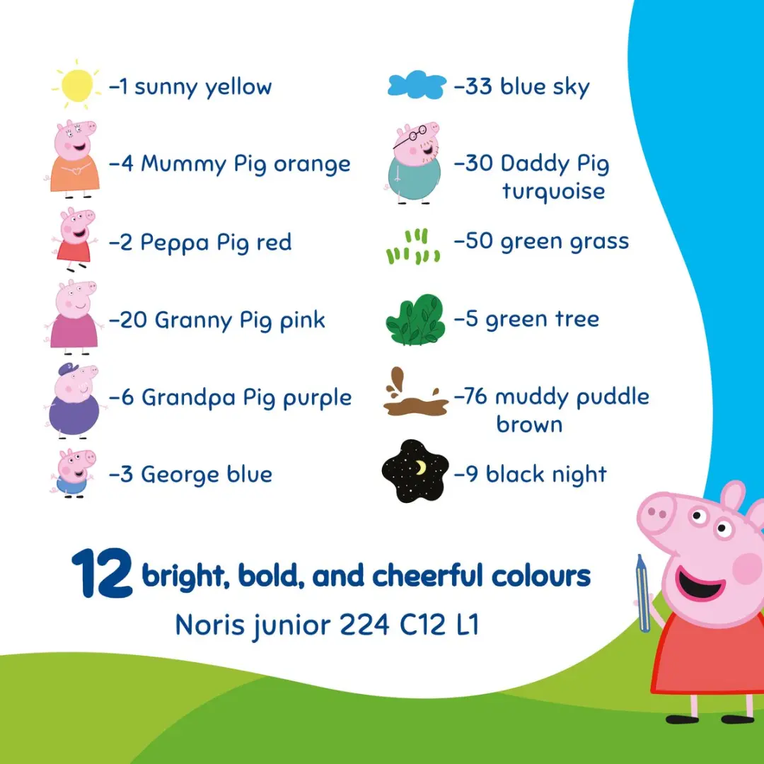 STAEDTLER Peppa Pig Noris Junior Waskrijtjes 12 Stuks - Multi