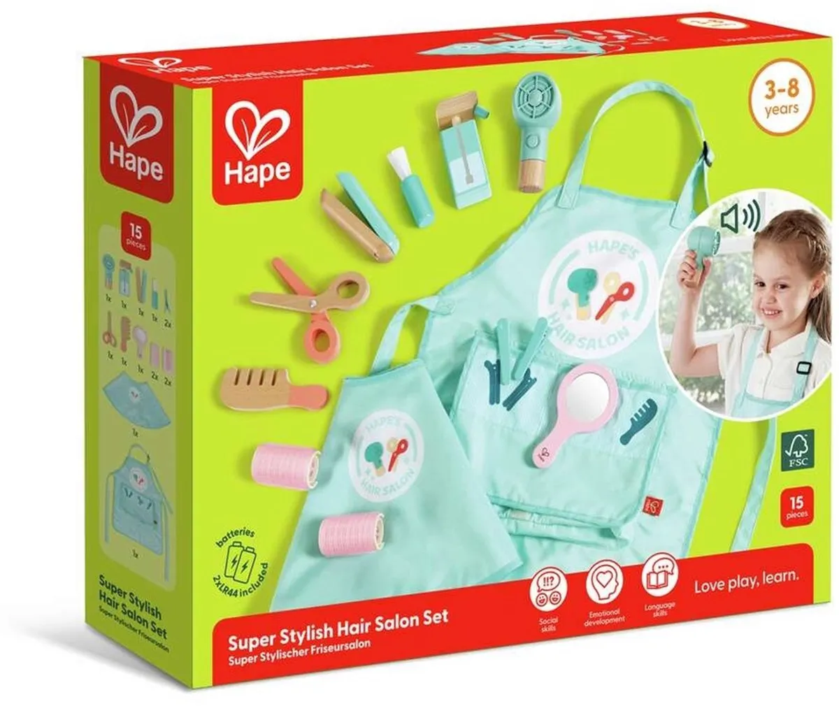 Hape Haarsalon Set E3060 - 15 Stuks - Groen