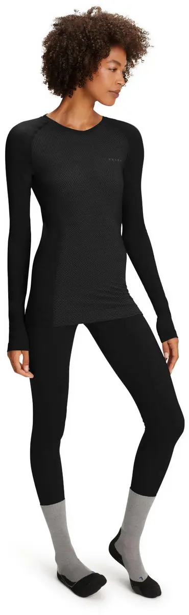 FALKE Wool-Tech Light Dames T-shirt Lange M 33474 - Zwart