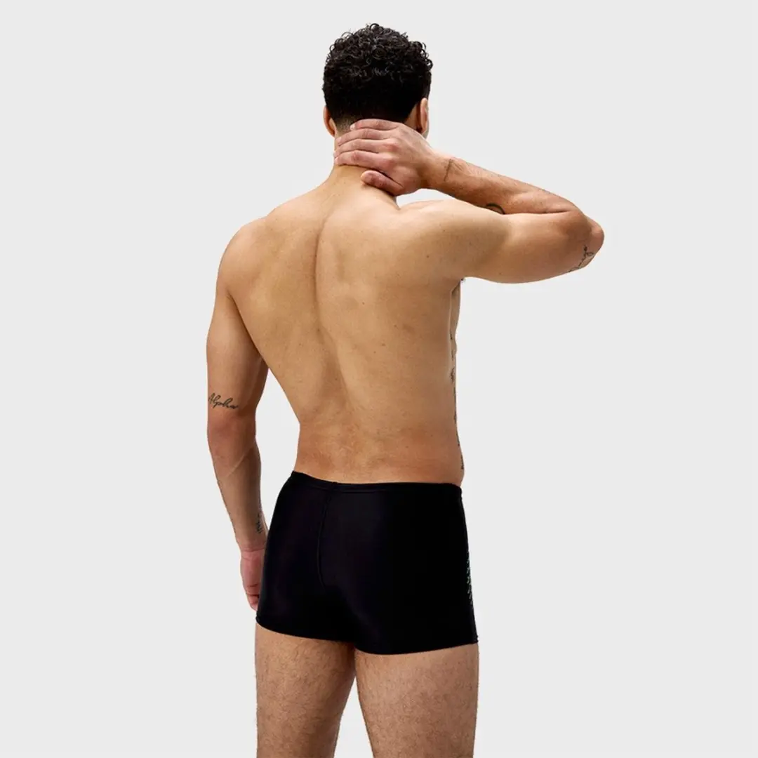 Speedo Duo Logo Print Aquashort Heren Sportzwembroek - Zwart/Groen