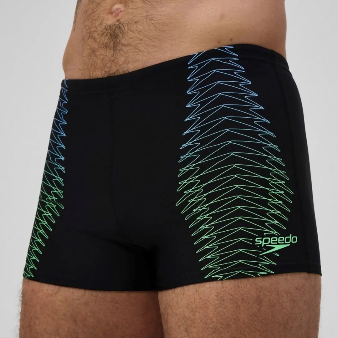 Speedo Duo Logo Print Aquashort Heren Sportzwembroek - Zwart/Groen