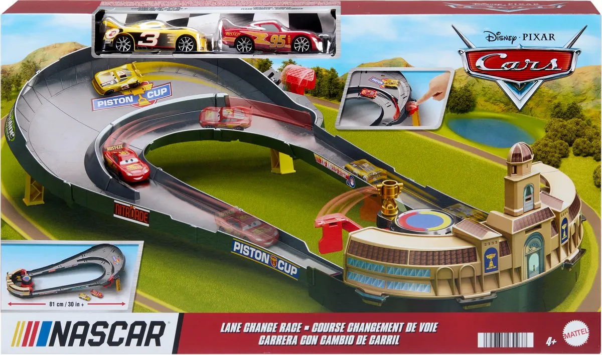 Mattel Disney Pixar Cars NASCAR Baanwisselrace HXJ33 - Multicolor