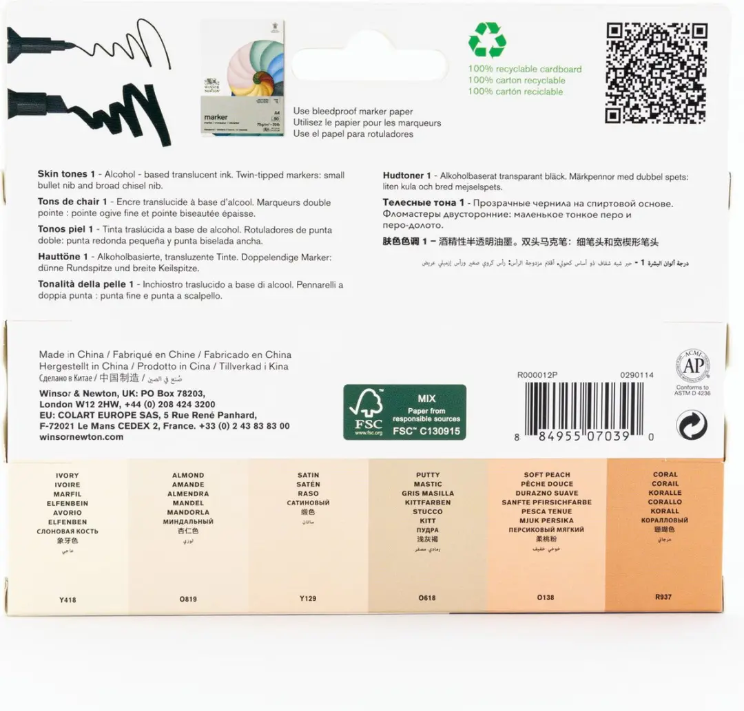 Winsor & Newton Promarker 6 Skin Tones Set - 6 Stuks