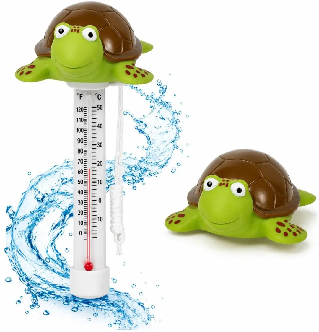 Bellatio Design Schildpad Drijvende Zwembadthermometer 25cm