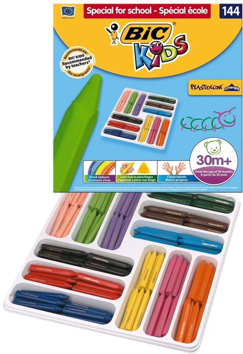 Bic Kids Plastidecor Triangle Waskrijtjes 144 Stuks