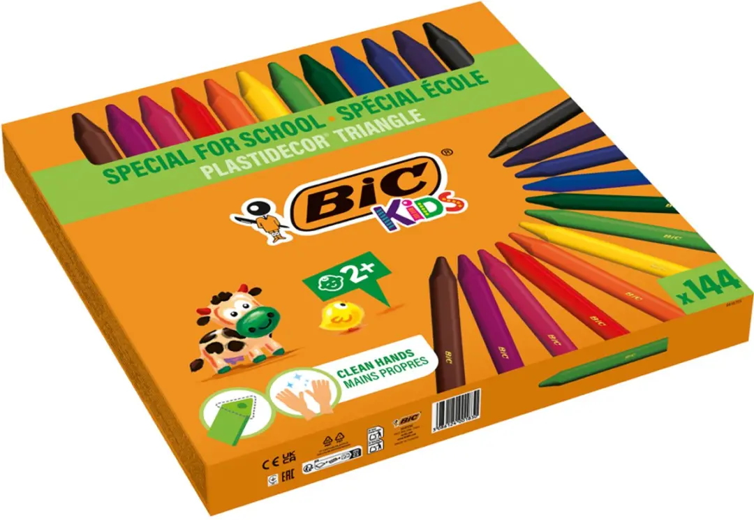 Bic Kids Plastidecor Triangle Waskrijtjes 144 Stuks - Meerkleurig