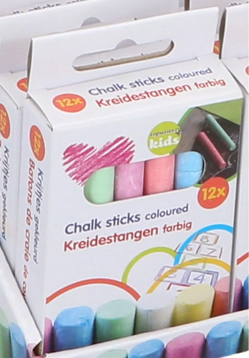Eddy Toys Stoepkrijtset 12-delig - 6 Kleuren