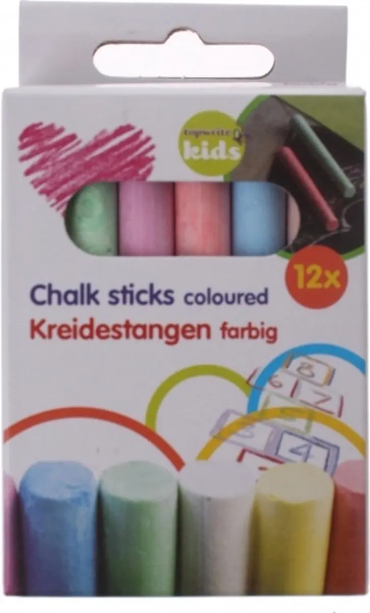 Eddy Toys Stoepkrijtset 12-delig - 6 Kleuren