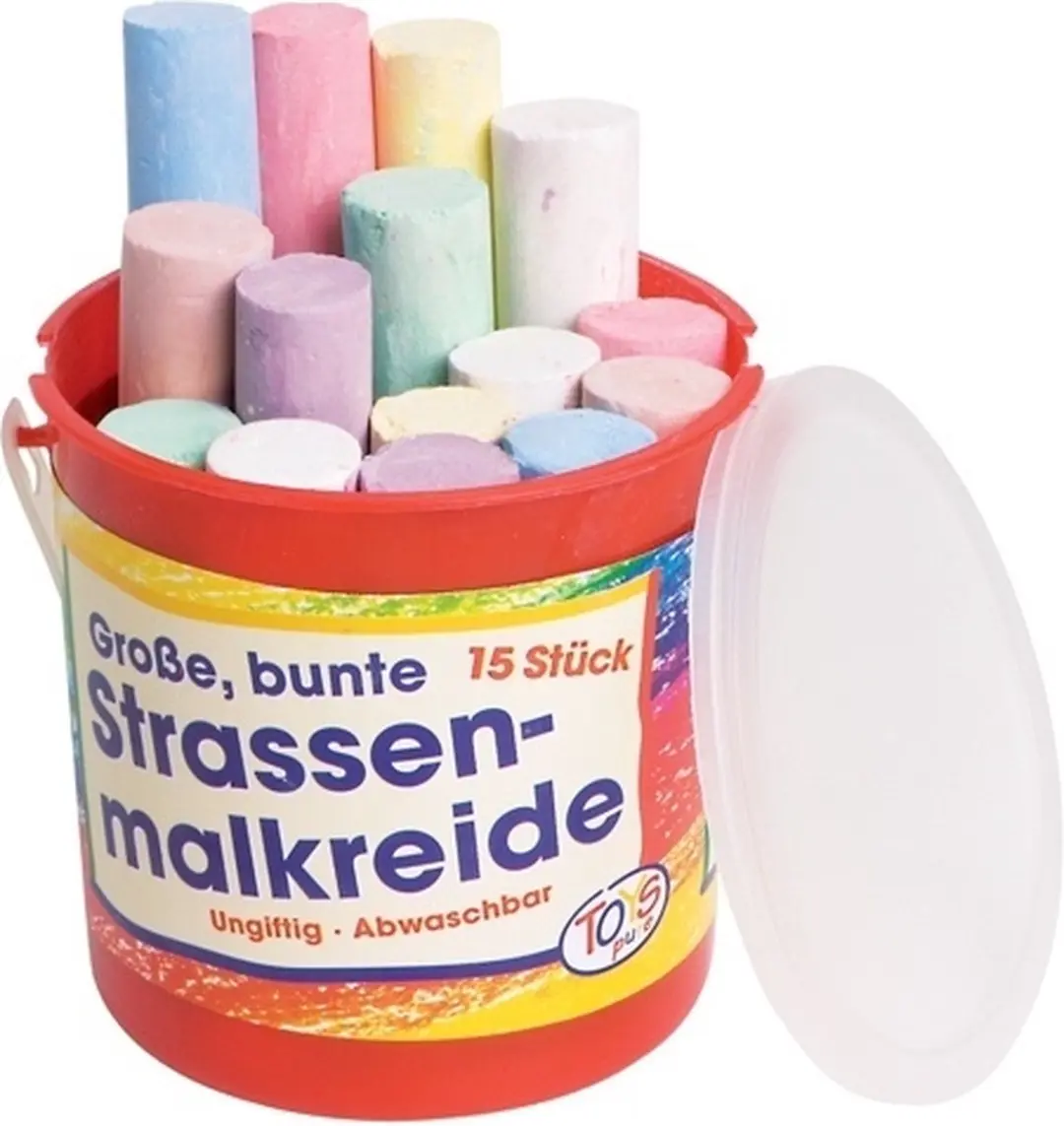 Goki Stoepkrijt Emmer 15 Stuks - Gemengde Kleuren