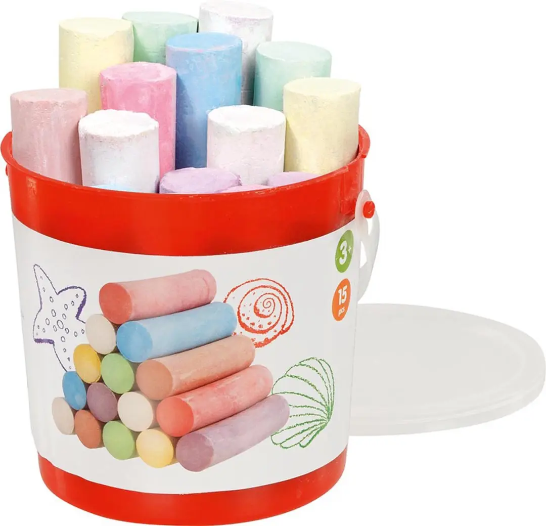 Goki Stoepkrijt Emmer 15 Stuks - Gemengde Kleuren