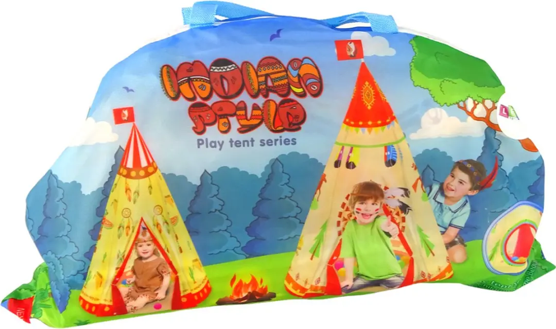 LEAN TOYS Kinderspeeltent Tipi - 105x160cm - Crème - afbeelding 2 van 4