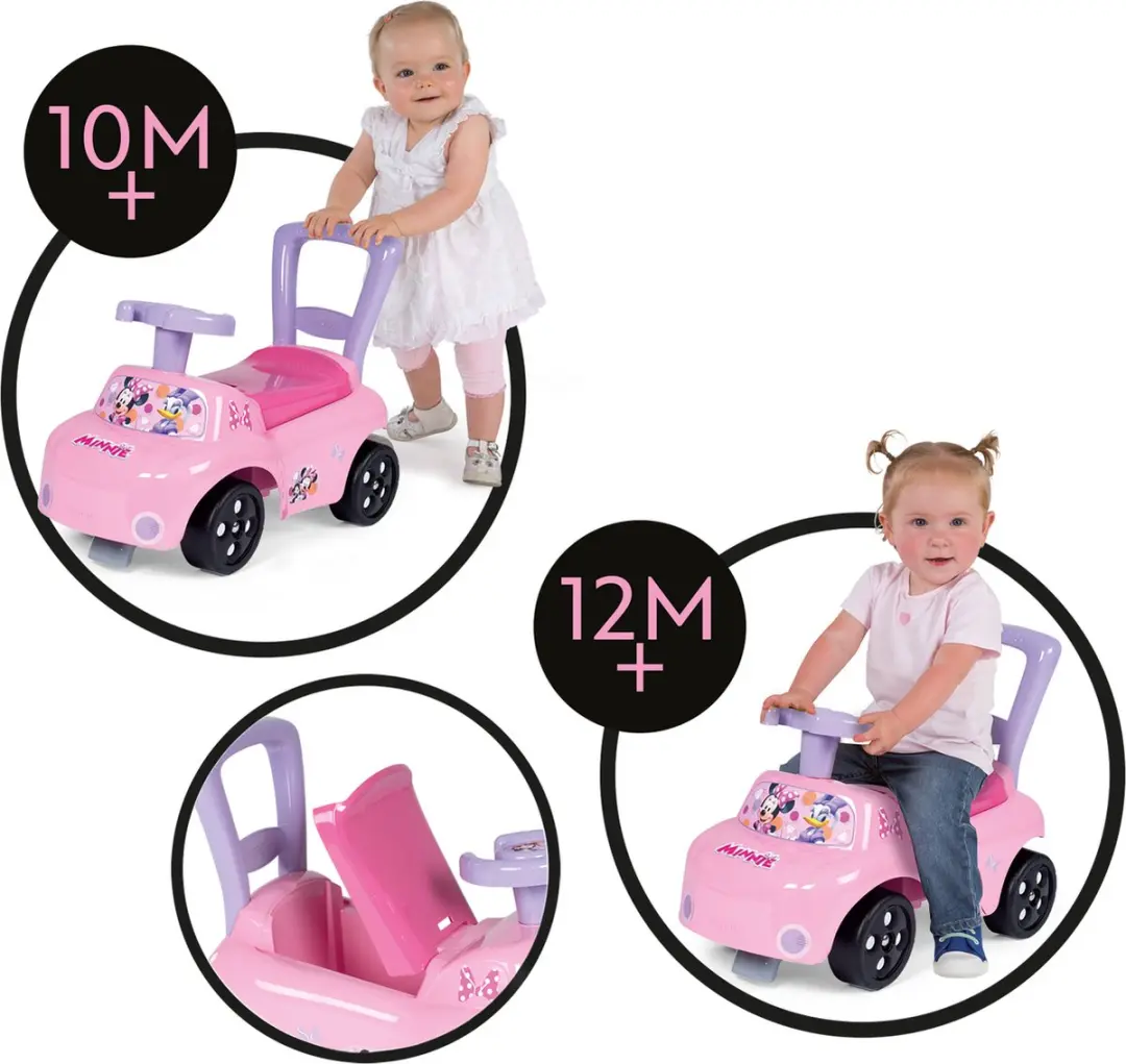 Smoby Disney Minnie Mouse Loopauto - Roze/Wit