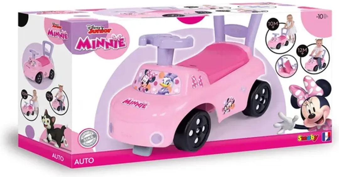 Smoby Disney Minnie Mouse Loopauto - Roze/Wit - afbeelding 6 van 6
