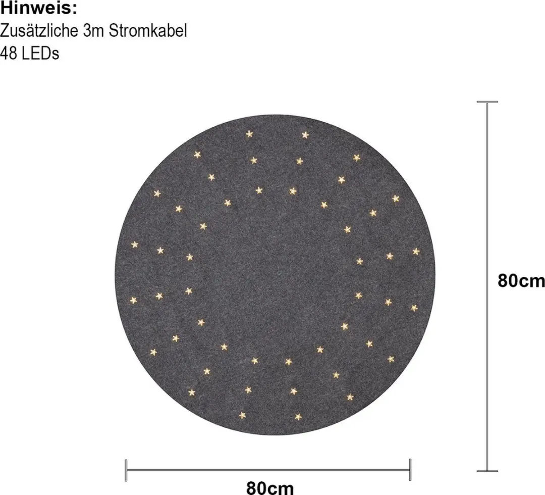 Star Trading Kerstboomtapijt Awn Verlicht - Ø80cm - Grijs