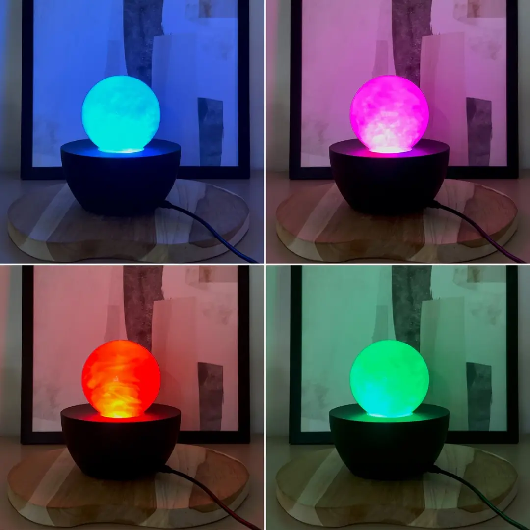 Briloner Fog Discobal RGB Tafellamp - Zwart Ø12cm - afbeelding 6 van 6
