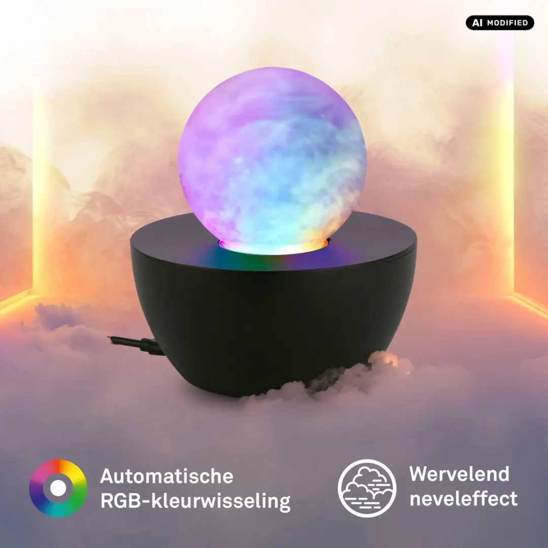 Briloner Fog Discobal RGB Tafellamp - Zwart Ø12cm - afbeelding 5 van 6