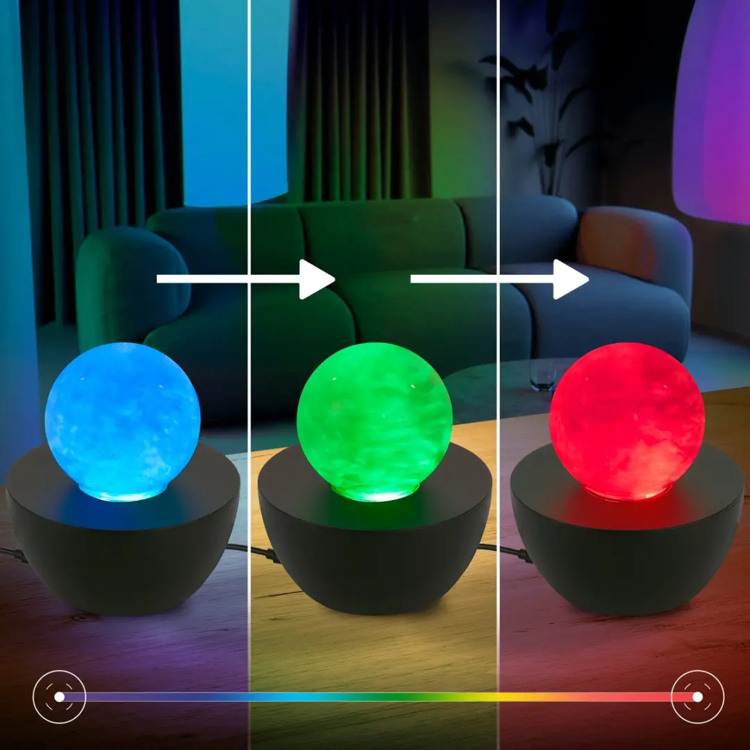 Briloner Fog Discobal RGB Tafellamp - Zwart Ø12cm - afbeelding 4 van 6