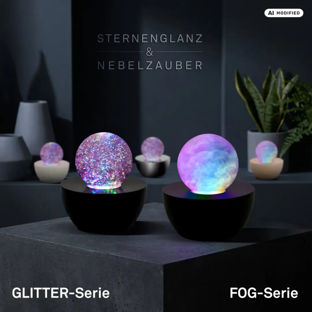 Briloner Fog Discobal RGB Tafellamp - Zwart Ø12cm - afbeelding 3 van 6