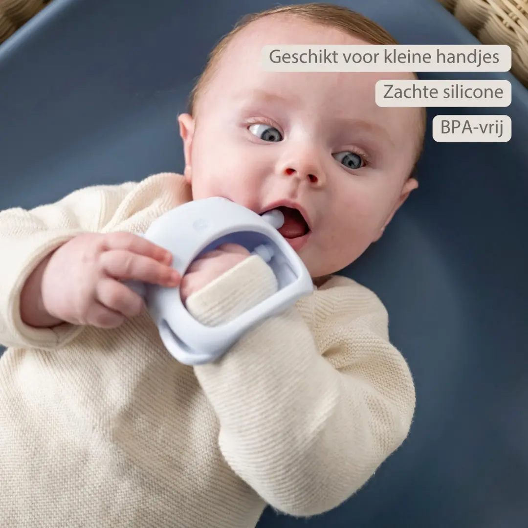 Nattou Silicone Bijthandschoen Beer - Blauw