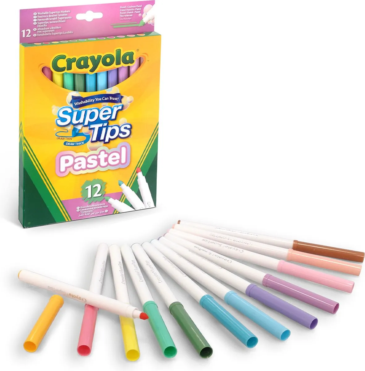Crayola Supertips Viltstiften 12 Stuks - Pastelkleuren