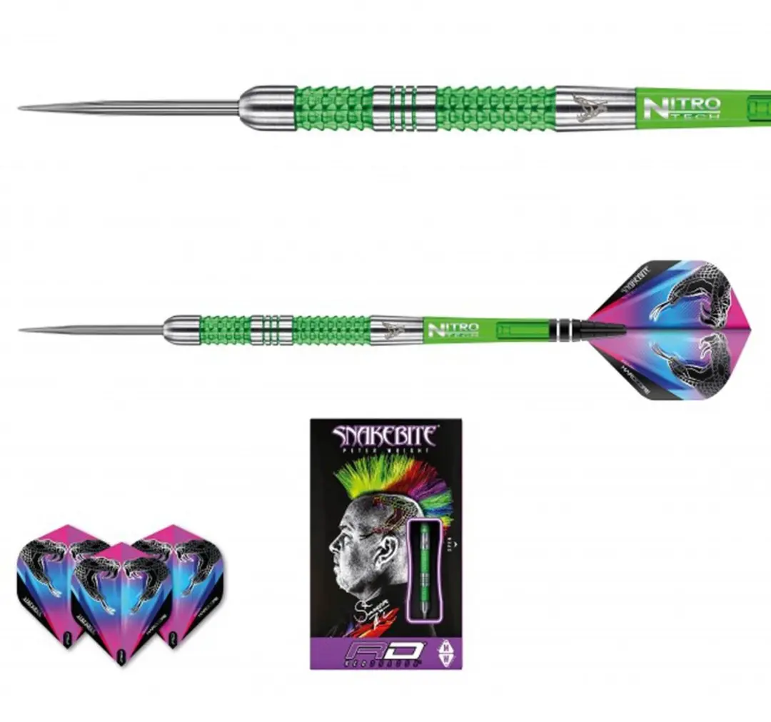 Red Dragon Peter Wright Snakebite Mamba Dartpijlen 3 Stuks - Groen/Zilver