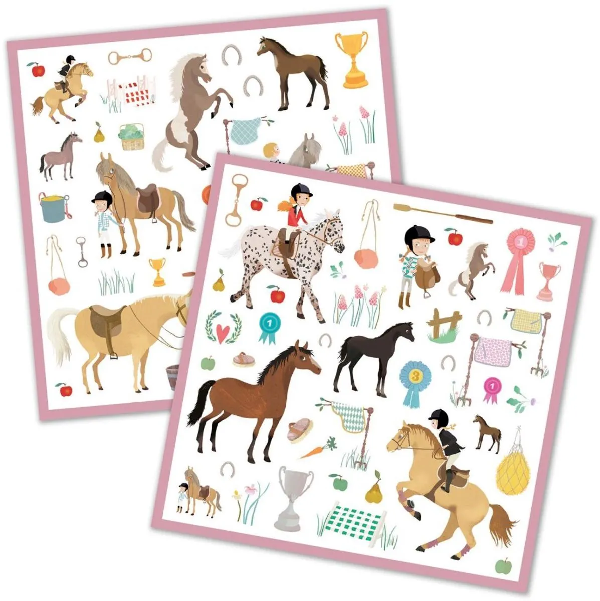 Djeco Stickers Paarden - 4 Vellen Multicolor