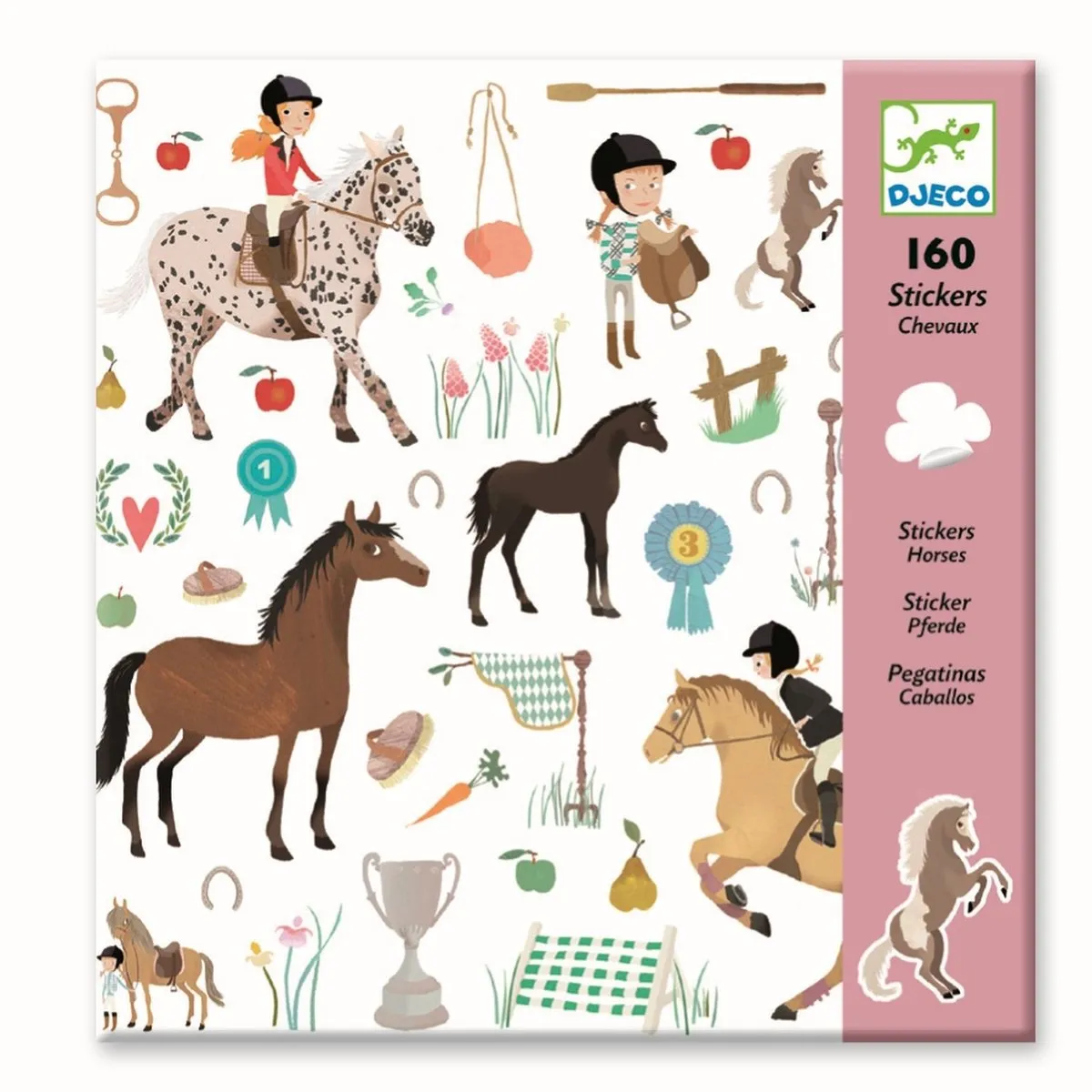 Djeco Stickers Paarden - 4 Vellen Multicolor