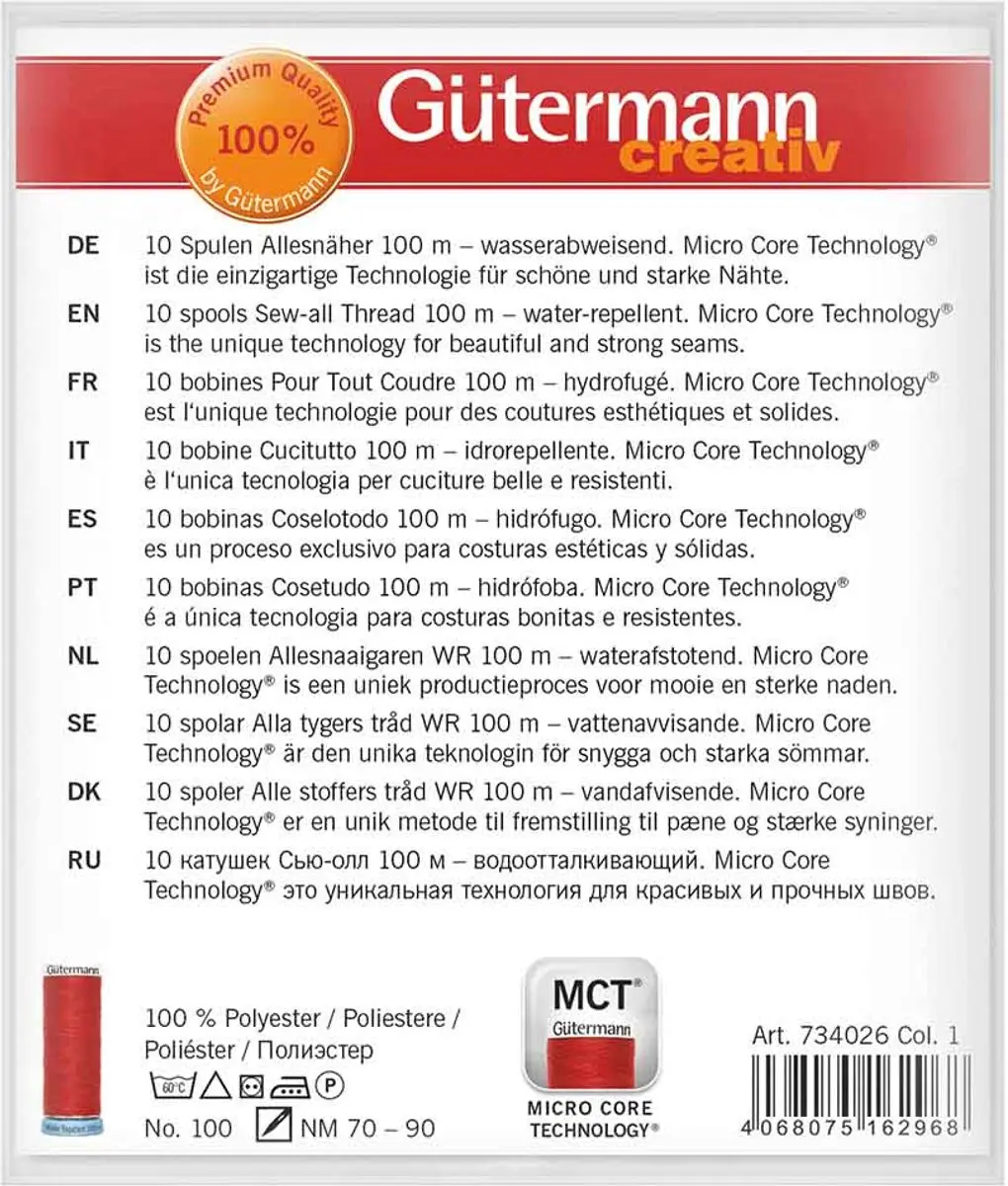 Gutermann Allesnaaigarenset Waterafstotend - 10 Kleuren