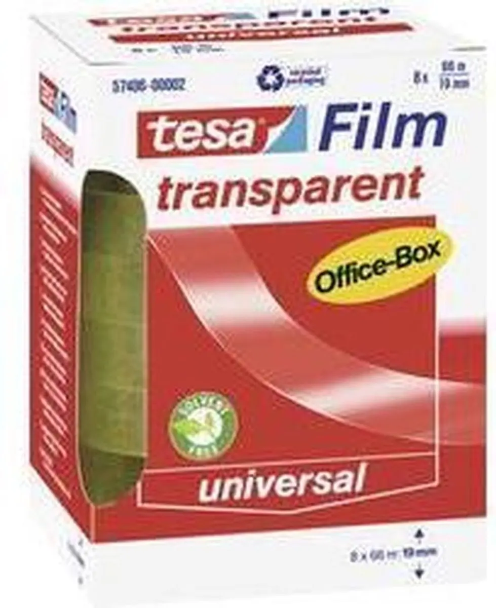 Tesa Transparant Filmplakband 19mm x 66m - 8 Rolletjes