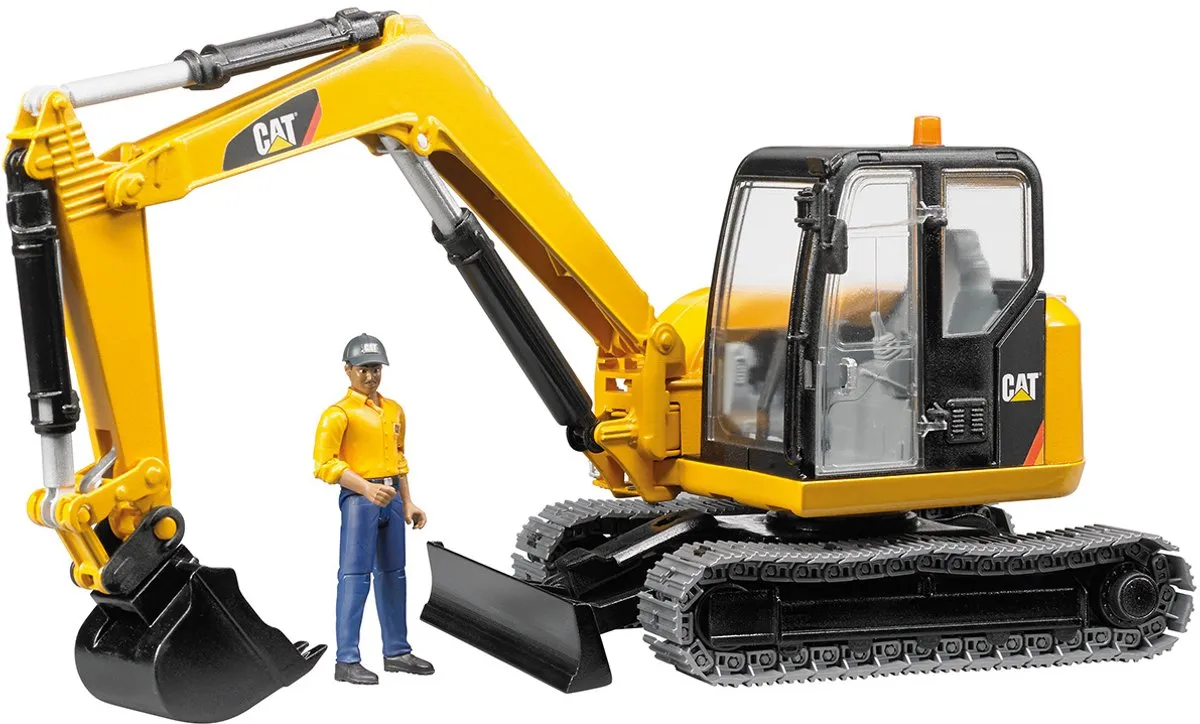 Bruder 2466 CAT Minibagger met speelfiguur - Zwart