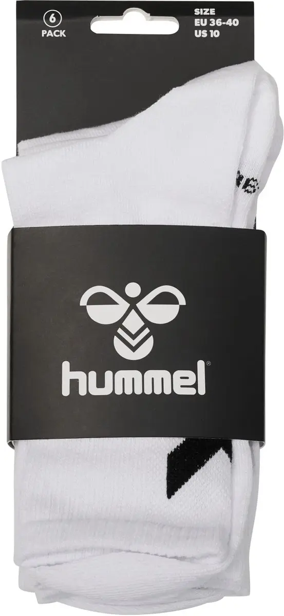 Hummel Chevron Sportsokken 6-Pack - Wit - Maat 41-45