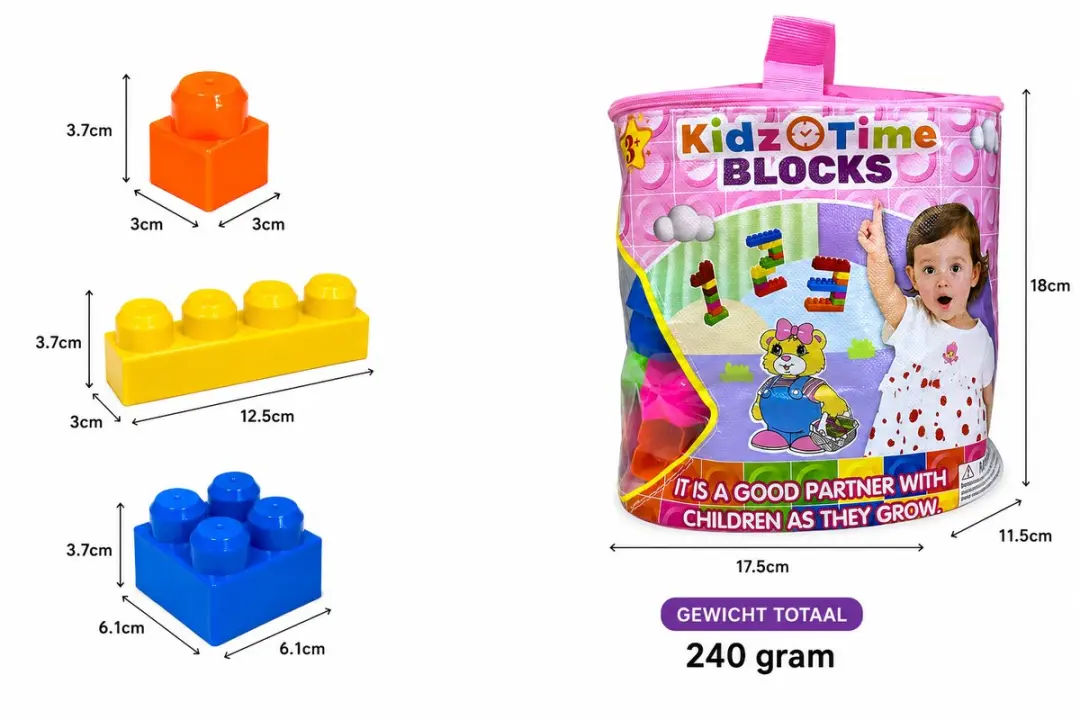 YJ Toys Kidz Time Bouwblokken 30 Stuks - Roze