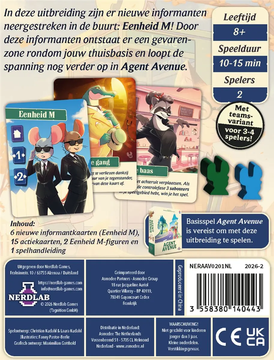 Asmodee Nerdlab Games Agent Avenue Eenheid M NERAAV0201NL - 2-6 Spelers
