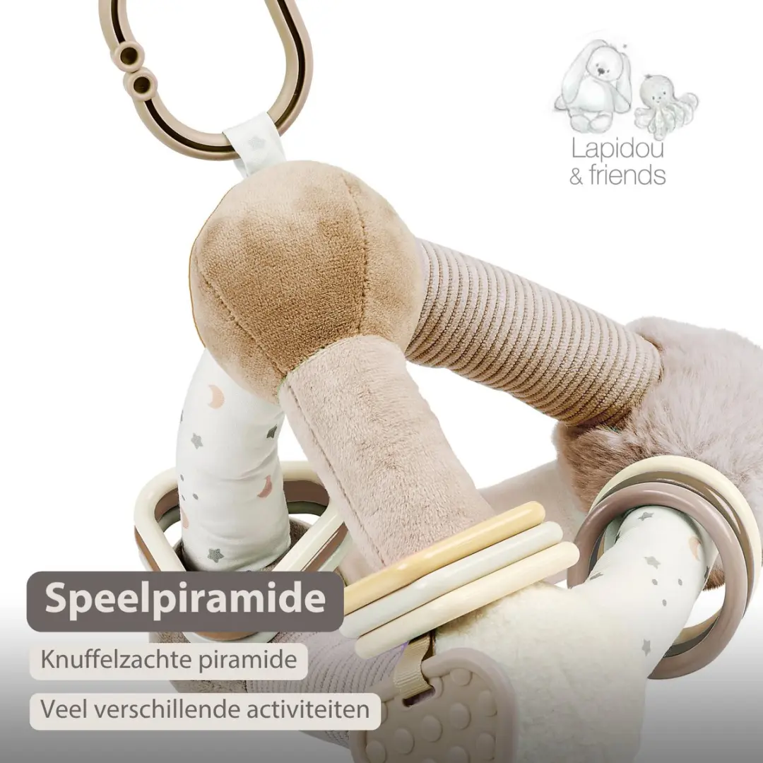 Nattou Lapidou Zachte Activiteiten Piramide - 20cm - Beige - afbeelding 5 van 5