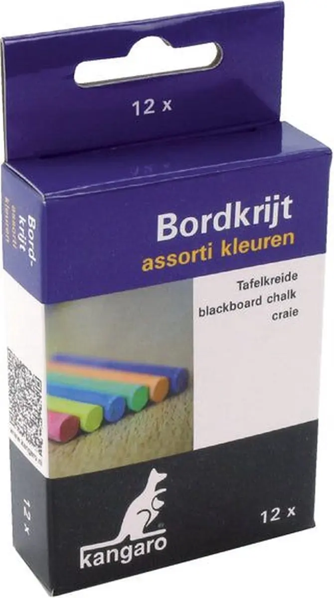 Kangaro Schoolbordkrijt - 12 Stuks - 6 Kleuren