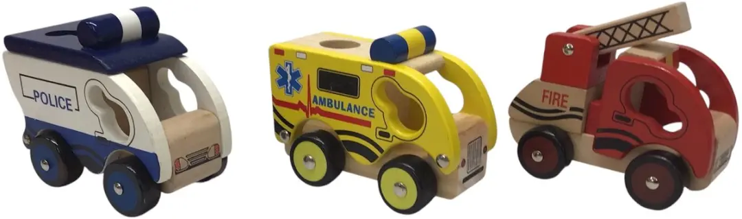 Johntoy Houten Ambulance Brandweerauto Politie Set 3-delig