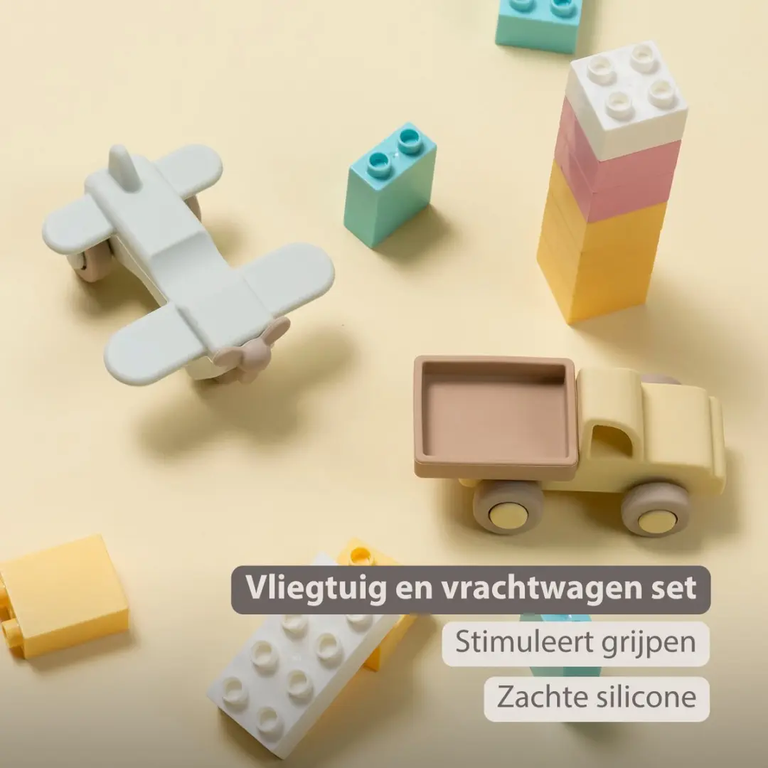 Nattou Silicone Vrachtwagen & Vliegtuig Baby - Multicolor