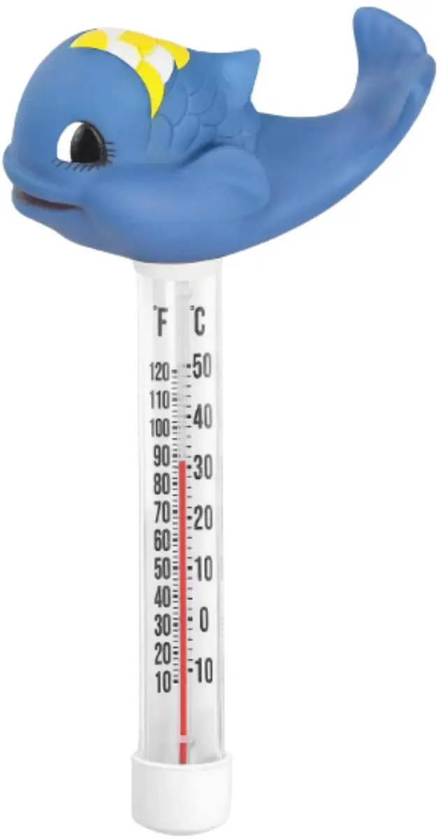 Bellatio Design Zwembadthermometer Vis Blauw - 25cm