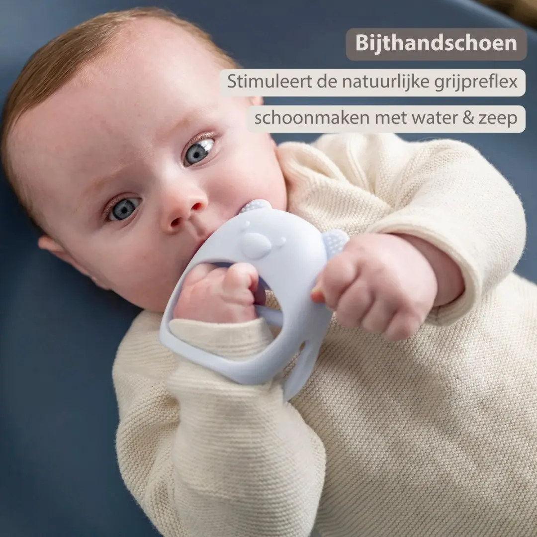 Nattou Silicone Bijthandschoen Beer - 8cm - Groen