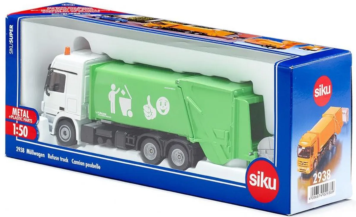 SIKU 2938 Vuilniswagen 1:50 - Groen/Wit